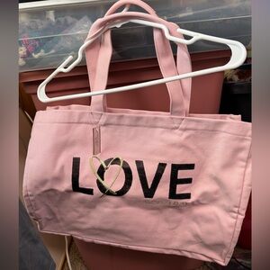 Victoria's Secret Pink Tote with Black LOVE Design